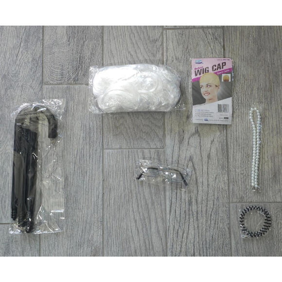 Other - Old Lady Costume Set Grandma Wig Granny Wig Cap Madea Glasses Cane One Size